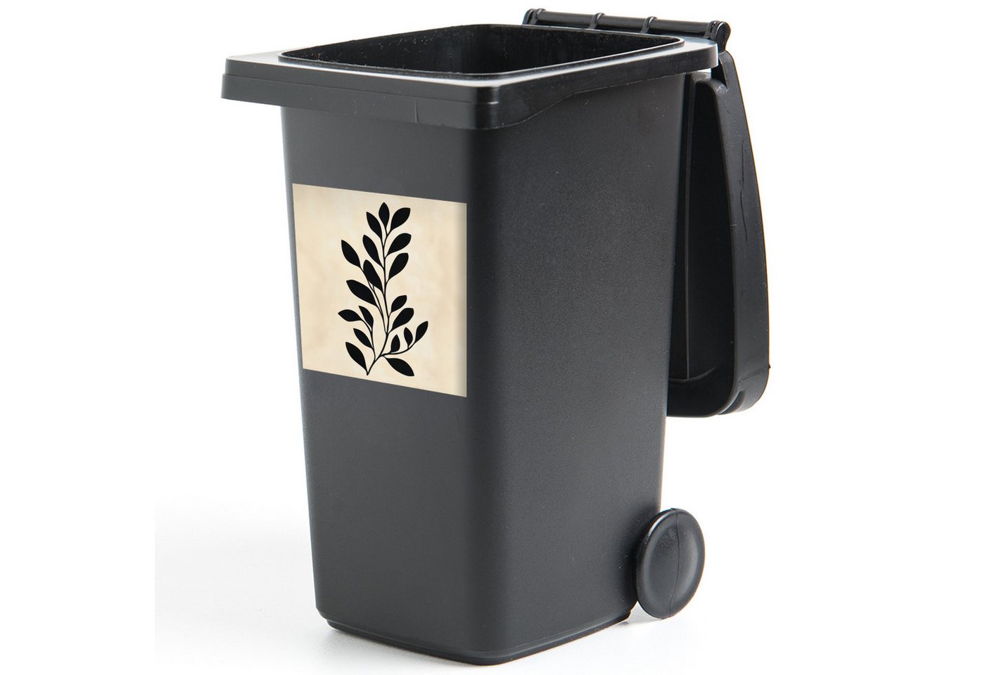 MuchoWow Wandsticker Minimalistisch - Zweig - Blätter - Schwarz (1 St), Mülltonnen-Aufkleber, Mülleimer, Mülltonne, Sticker, 40x40 cm von MuchoWow