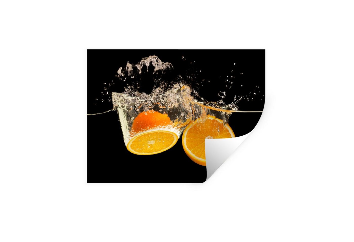 MuchoWow Wandsticker Orange - Stillleben - Wasser - Schwarz - Obst (1 St), Wandaufkleber, Wandtattoo, Selbstklebend, Wohnzimmer, Schlafzimmer von MuchoWow