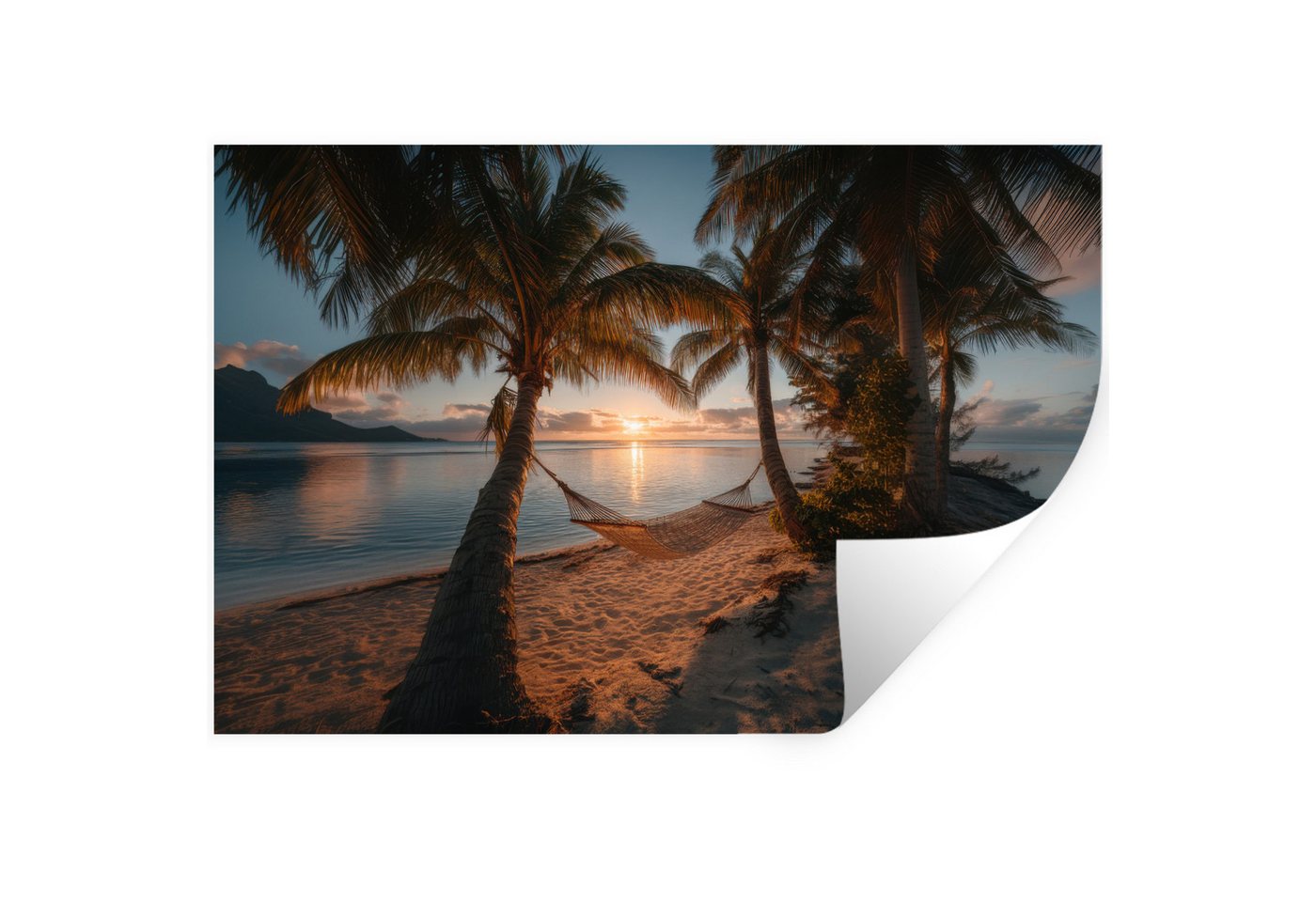 MuchoWow Wandsticker Palmen - Hängematte - Strand - Sonnenuntergang (1 St), Wandtattoo, Selbstklebend, Wohnzimmer, 30x20 cm von MuchoWow