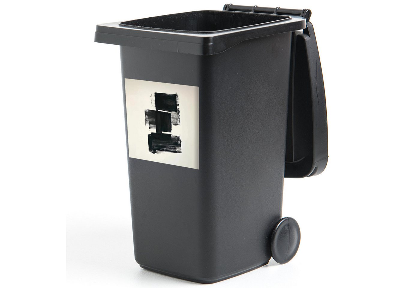 MuchoWow Wandsticker Rechtecke - Pinselstriche - Abstrakt - Schwarz (1 St), Mülltonnen-Aufkleber, Mülleimer, Mülltonne, Sticker, 40x40 cm von MuchoWow