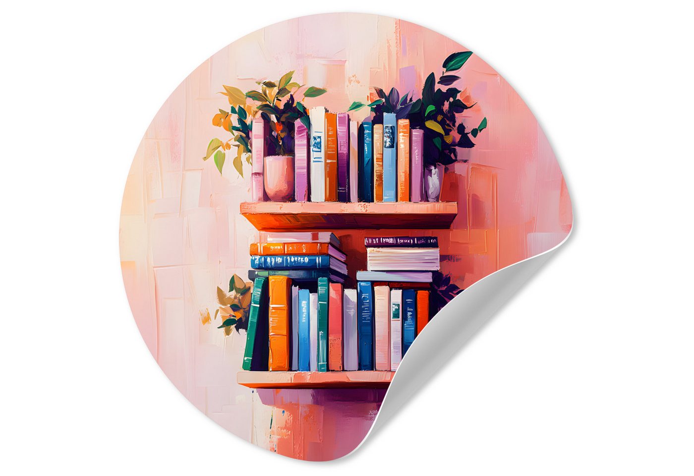 MuchoWow Wandsticker Regale - Bücher - Blätter (1 St), Wandtattoo Selbstklebend, Wohnzimmer Deko Aufkleber, 30x30 cm von MuchoWow