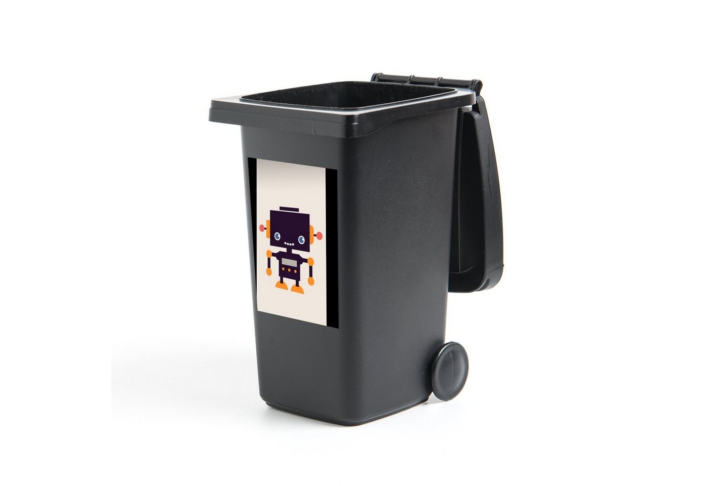 MuchoWow Wandsticker Roboter - Antenne - Orange - Beige - Kind - Kinder (1 St), Mülleimer-aufkleber, Mülltonne, Sticker, Container, Abfalbehälter von MuchoWow