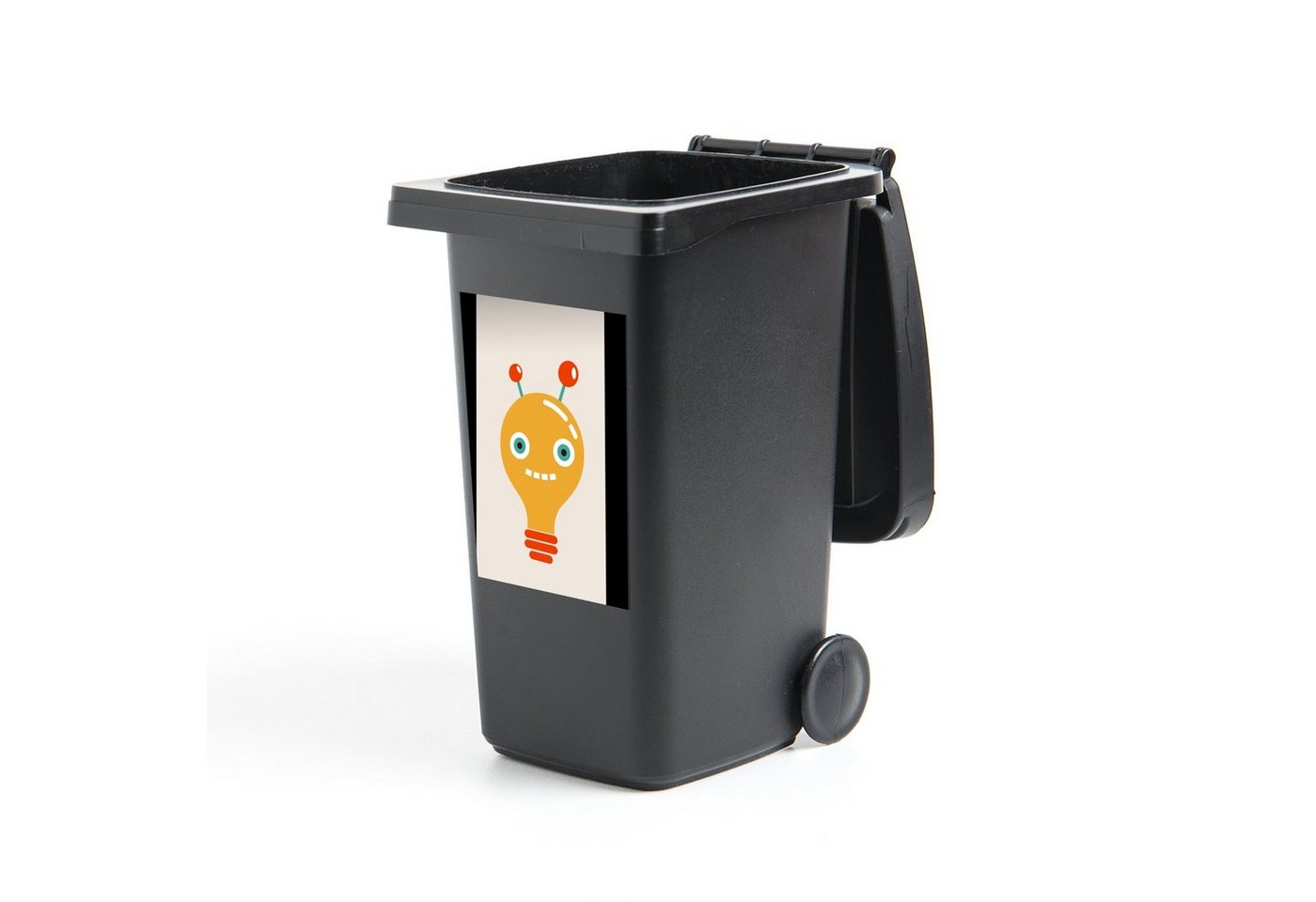 MuchoWow Wandsticker Roboter - Glühbirne - Gesicht - Antenne - Kinder (1 St), Mülleimer-aufkleber, Mülltonne, Sticker, Container, Abfalbehälter von MuchoWow