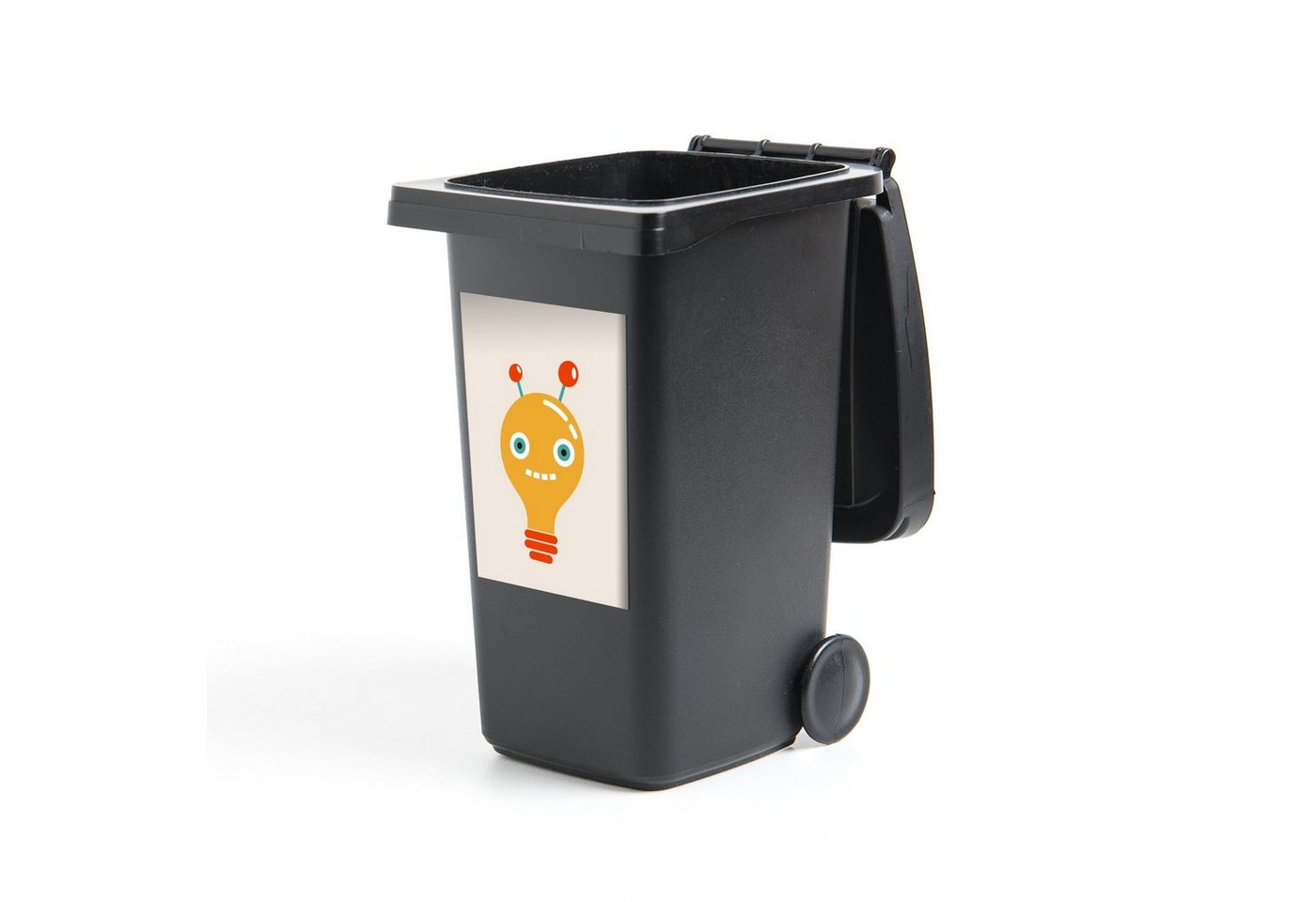 MuchoWow Wandsticker Roboter - Glühbirne - Gesicht - Antenne - Kinder (1 St), Mülleimer-aufkleber, Mülltonne, Sticker, Container, Abfalbehälter von MuchoWow