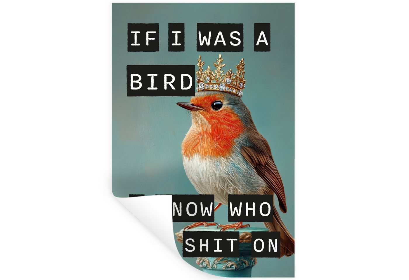 MuchoWow Wandsticker Rotkehlchen - Vogel - Blau - Dekoration (1 St), Wandaufkleber, Selbstklebend, Wohnzimmer, 20x30 cm von MuchoWow