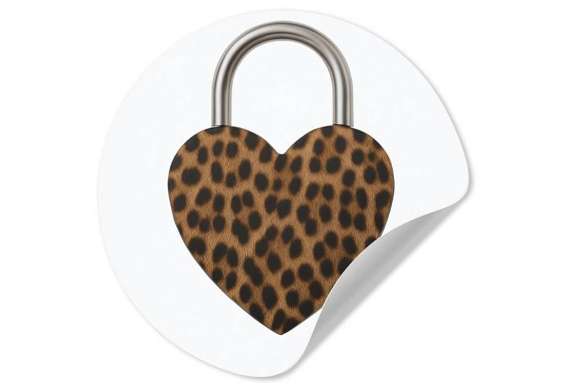 MuchoWow Wandsticker Schloss - Herzform - Braun - Pantherdruck (1 St), Wandtattoo Selbstklebend, Wohnzimmer Deko Aufkleber, 30x30 cm von MuchoWow
