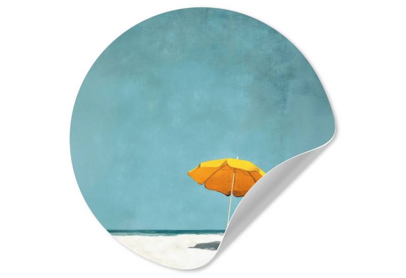 MuchoWow Wandsticker Sonnenschirm - Gelb - Strand - Meer (1 St), Wandtattoo Selbstklebend, Wohnzimmer Deko Aufkleber, 30x30 cm von MuchoWow