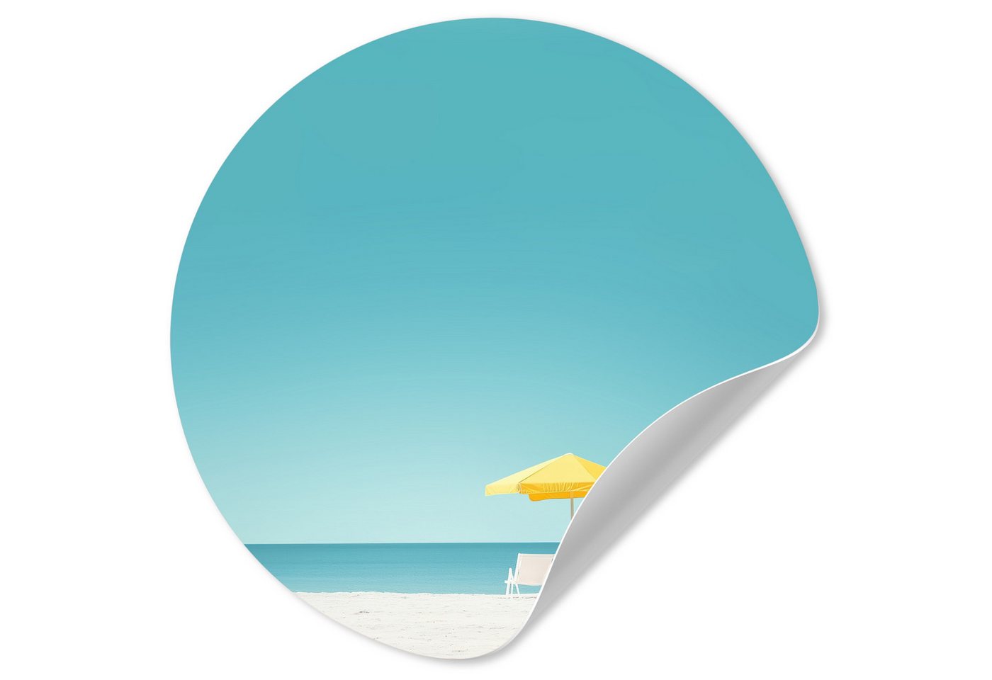 MuchoWow Wandsticker Strand - Blauer Himmel - Gelb - Sonnenschirm (1 St), Wandtattoo Selbstklebend, Wohnzimmer Deko Aufkleber, 30x30 cm von MuchoWow