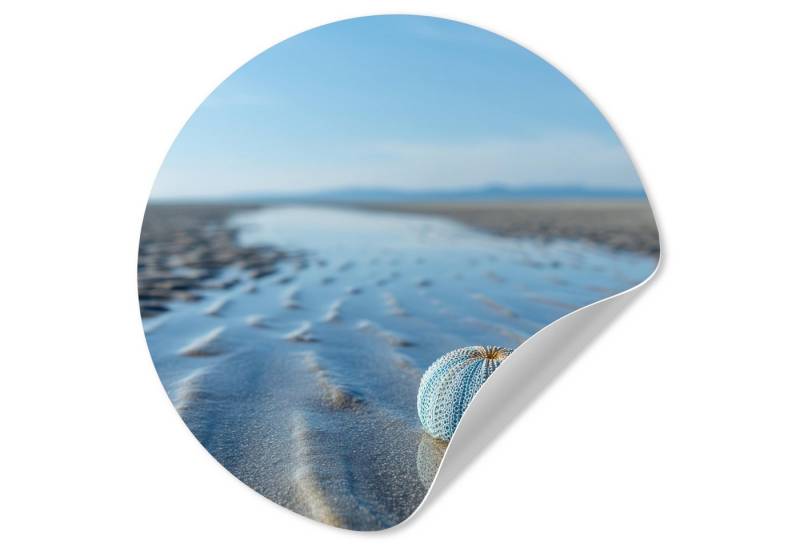 MuchoWow Wandsticker Strand - Schild - Wasser - Blau (1 St), Wandtattoo Selbstklebend, Wohnzimmer Deko Aufkleber, 30x30 cm von MuchoWow