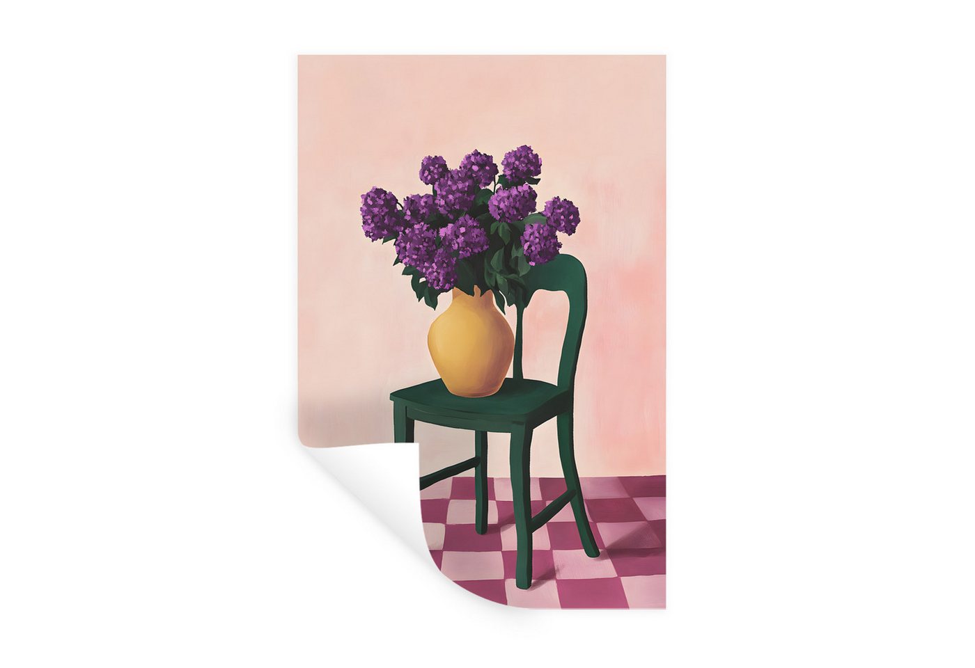 MuchoWow Wandsticker Stuhl - Vase - Blumen - Blockiert (1 St), Wandaufkleber, Selbstklebend, Wohnzimmer, 20x30 cm von MuchoWow