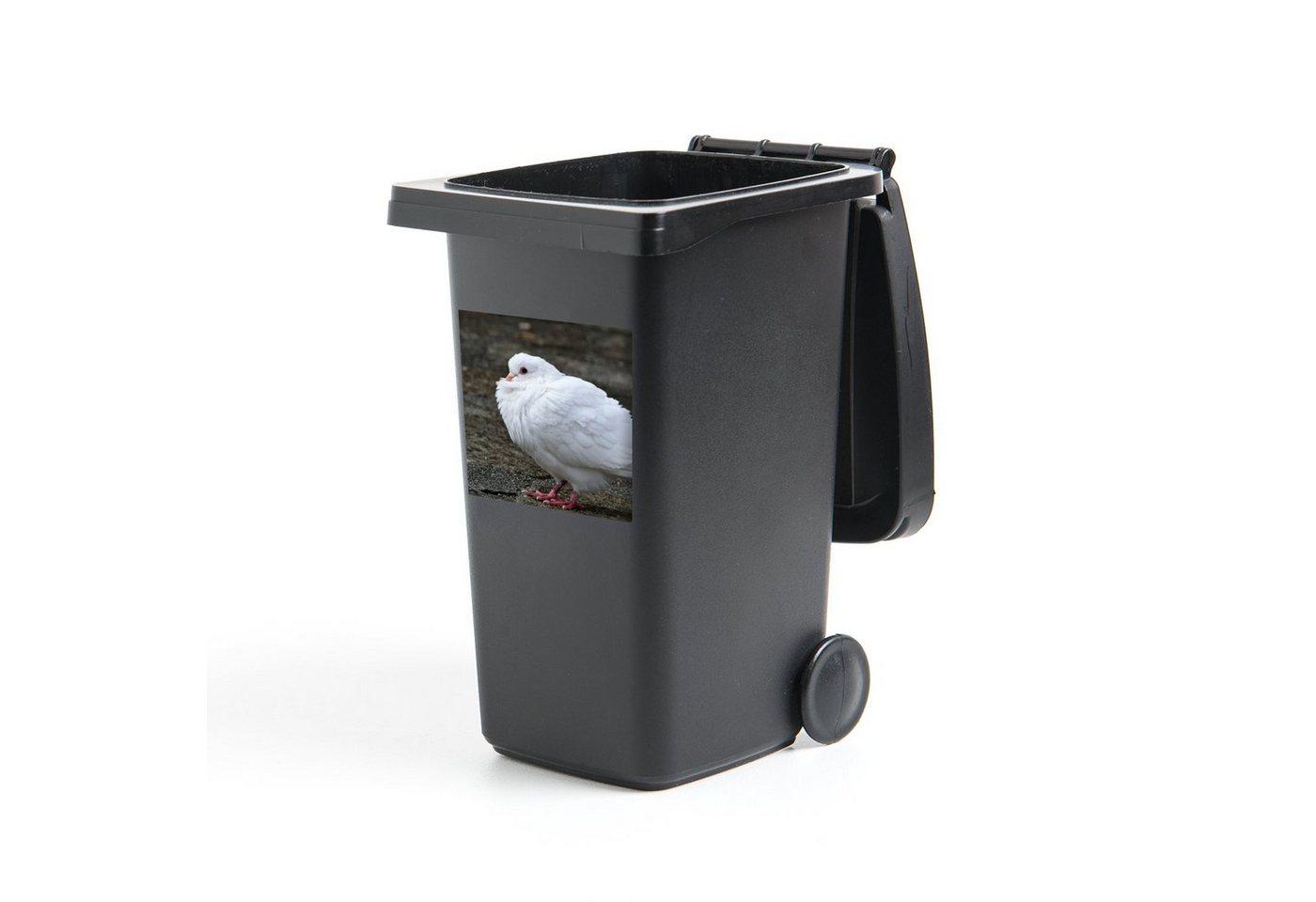 MuchoWow Wandsticker Taube - Weiß - Vogel (1 St), Mülleimer-aufkleber, Mülltonne, Sticker, Container, Abfalbehälter von MuchoWow