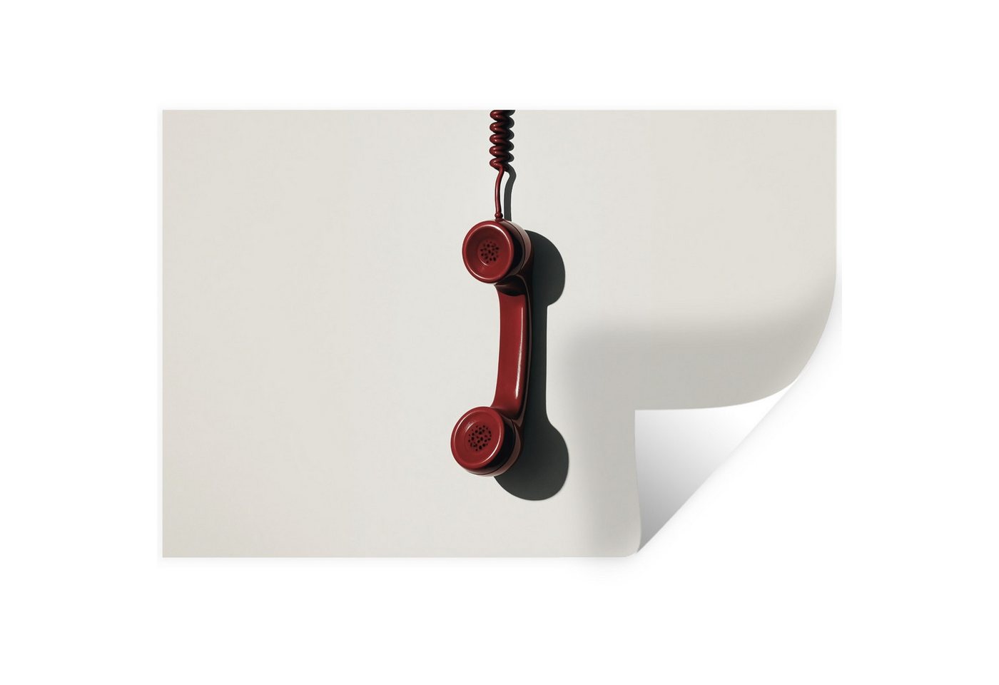 MuchoWow Wandsticker Telefon - Kabel - Rot - Minimalistisch (1 St), Wandtattoo, Selbstklebend, Wohnzimmer, 30x20 cm von MuchoWow