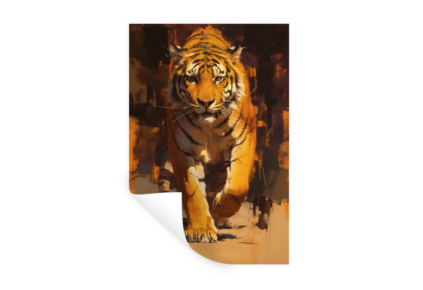MuchoWow Wandsticker Tiger - Gemalt - Orange - Pinselstriche (1 St), Wandaufkleber, Selbstklebend, Wohnzimmer, 20x30 cm von MuchoWow