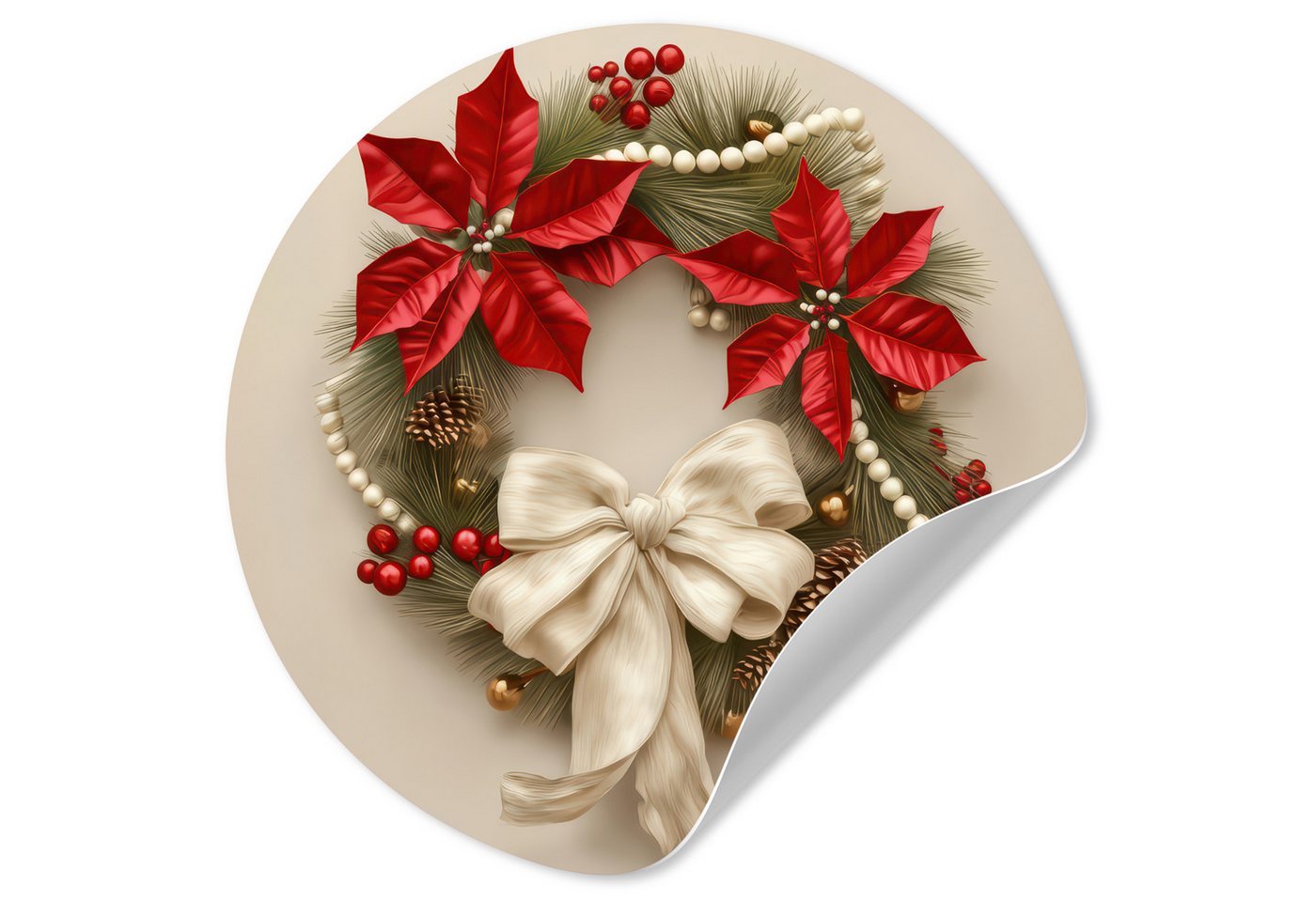 MuchoWow Wandsticker Türkranz - Schleife - Weihnachten - Rot - Grün (1 St), Wandtattoo Selbstklebend, Wohnzimmer Deko Aufkleber, 30x30 cm von MuchoWow