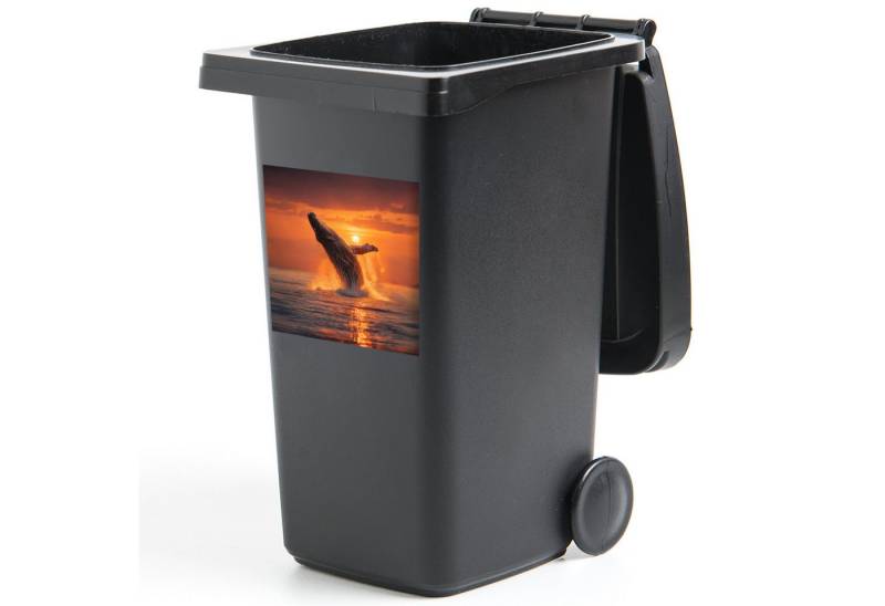 MuchoWow Wandsticker Wal - Sonne - Meer (1 St), Mülltonnen-Aufkleber, Mülleimer, Mülltonne, Sticker, 40x40 cm von MuchoWow