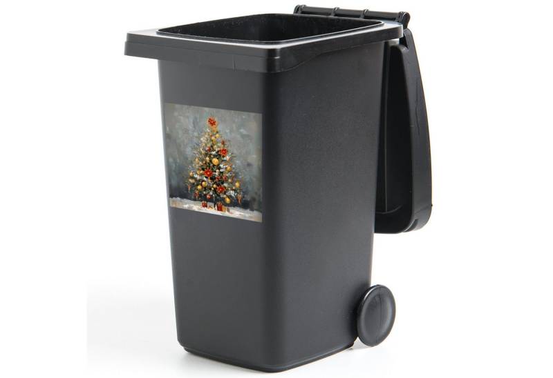 MuchoWow Wandsticker Weihnachtsbaum - Geschenke - Rot - Gold (1 St), Mülltonnen-Aufkleber, Mülleimer, Mülltonne, Sticker, 40x40 cm von MuchoWow