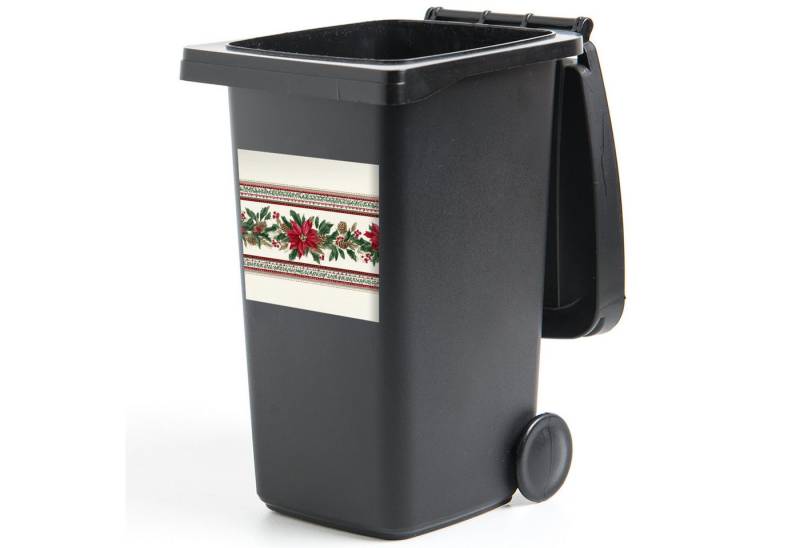 MuchoWow Wandsticker Weihnachtsstreifen - Weihnachtsstern - Rot - Grün (1 St), Mülltonnen-Aufkleber, Mülleimer, Mülltonne, Sticker, 40x40 cm von MuchoWow