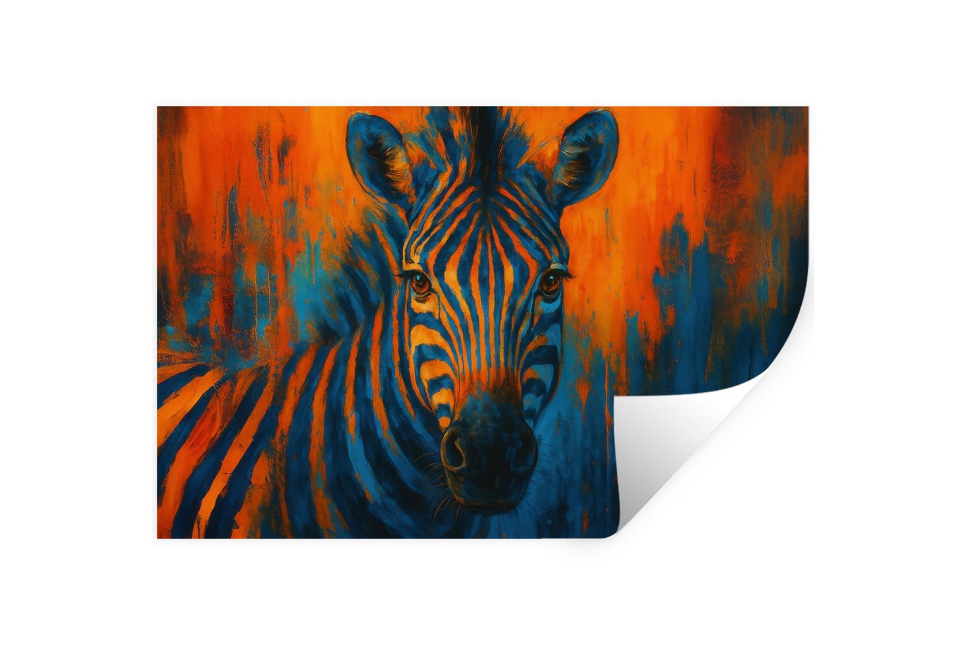 MuchoWow Wandsticker Zebra - Abstrakt - Blau (1 St), Wandtattoo, Selbstklebend, Wohnzimmer, 30x20 cm von MuchoWow