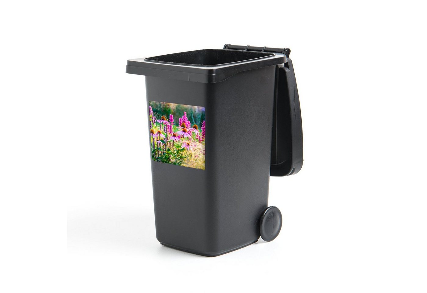 MuchoWow Wandsticker Ziergras mit rosa Blüten (1 St), Mülltonnen-Aufkleber, Mülleimer, Mülltonne, Sticker, 40x40 cm von MuchoWow