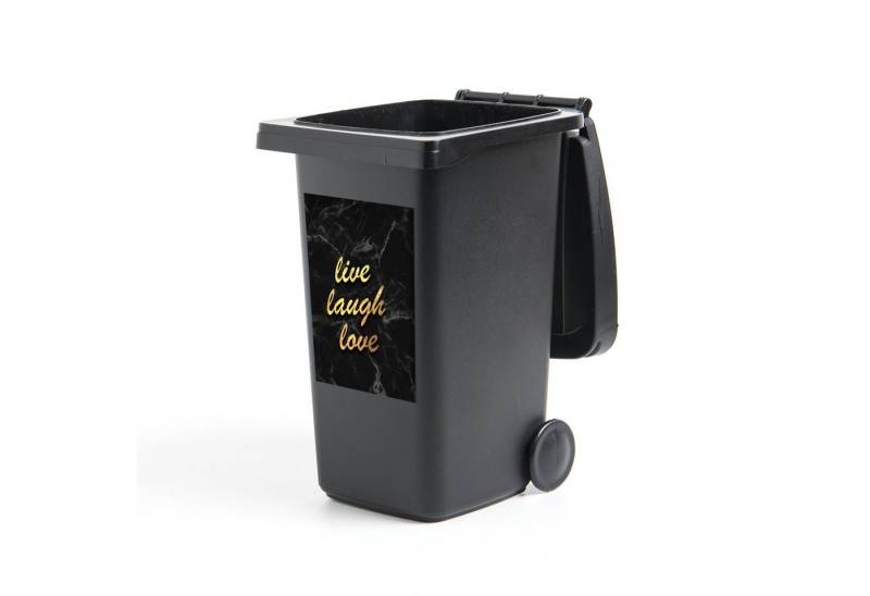 MuchoWow Wandsticker Zitat - Leben - Liebe - Gold - Marmor (1 St), Mülleimer-aufkleber, Mülltonne, Sticker, Container, Abfalbehälter von MuchoWow