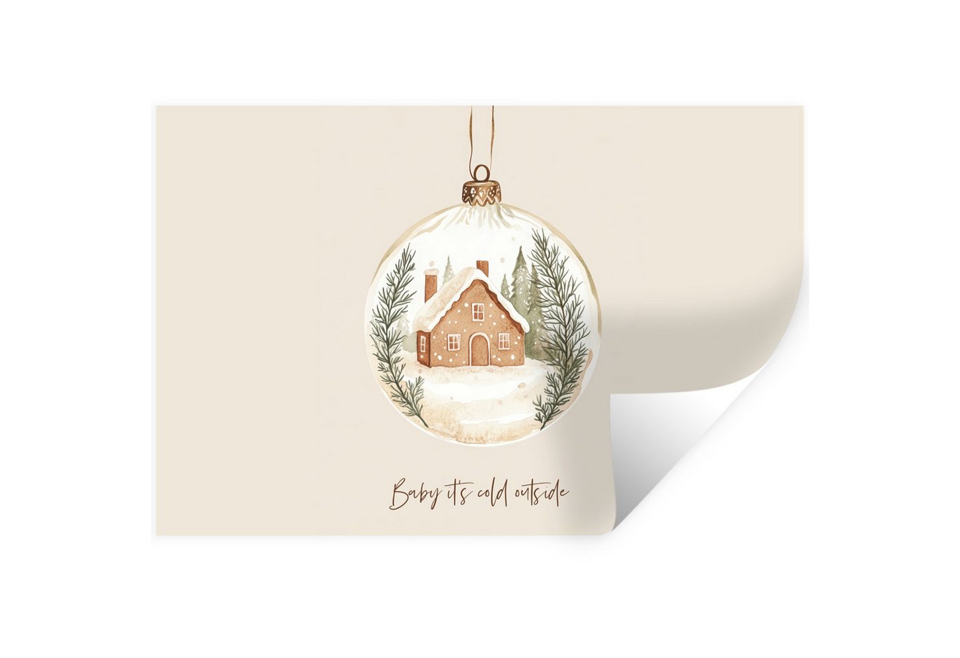 MuchoWow Wandsticker Zitat - Winter - Weihnachten - Beige - Weihnachtskugel (1 St), Wandtattoo, Selbstklebend, Wohnzimmer, 30x20 cm von MuchoWow