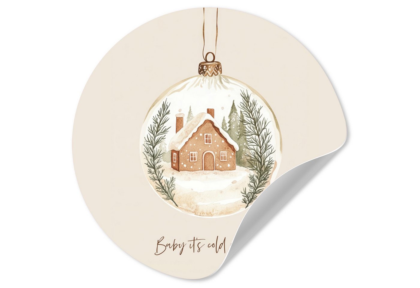 MuchoWow Wandsticker Zitat - Winter - Weihnachten - Beige - Weihnachtskugel (1 St), Wandtattoo Selbstklebend, Wohnzimmer Deko Aufkleber, 30x30 cm von MuchoWow