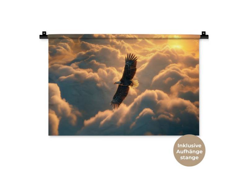 MuchoWow Wandteppich Adler - Wolken - Sonne, Rechteckig, Höhe: 3 mm, Wandteppich für Wohnzimmer, Schlafzimmer, 60x40 cm MuchoWow Wandteppich Adler - Wolken - Sonne, Rechteckig, Höhe: 3 mm, Wandteppich für Wohnzimmer, Schlafzimmer, 60x40 cm von MuchoWow