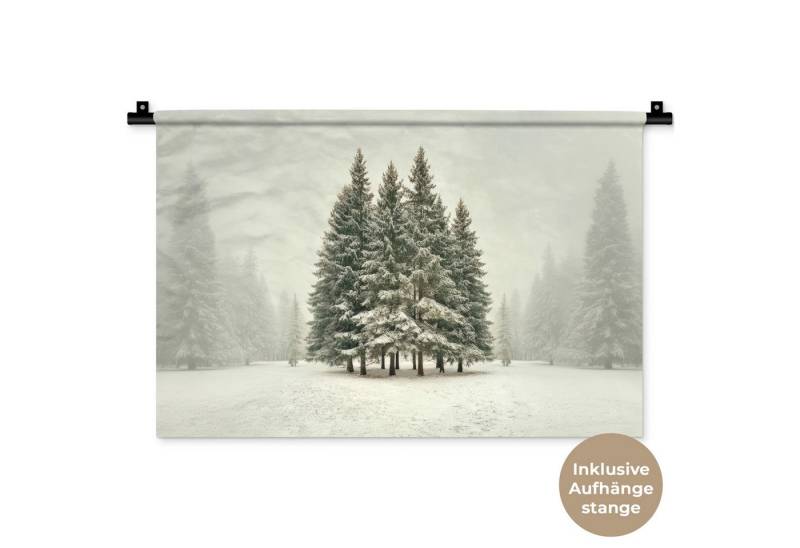 MuchoWow Wandteppich Bäume - Schnee - Weiß, Rechteckig, Höhe: 3 mm, Wandteppich für Wohnzimmer, Schlafzimmer, 60x40 cm MuchoWow Wandteppich Bäume - Schnee - Weiß, Rechteckig, Höhe: 3 mm, Wandteppich für Wohnzimmer, Schlafzimmer, 60x40 cm von MuchoWow
