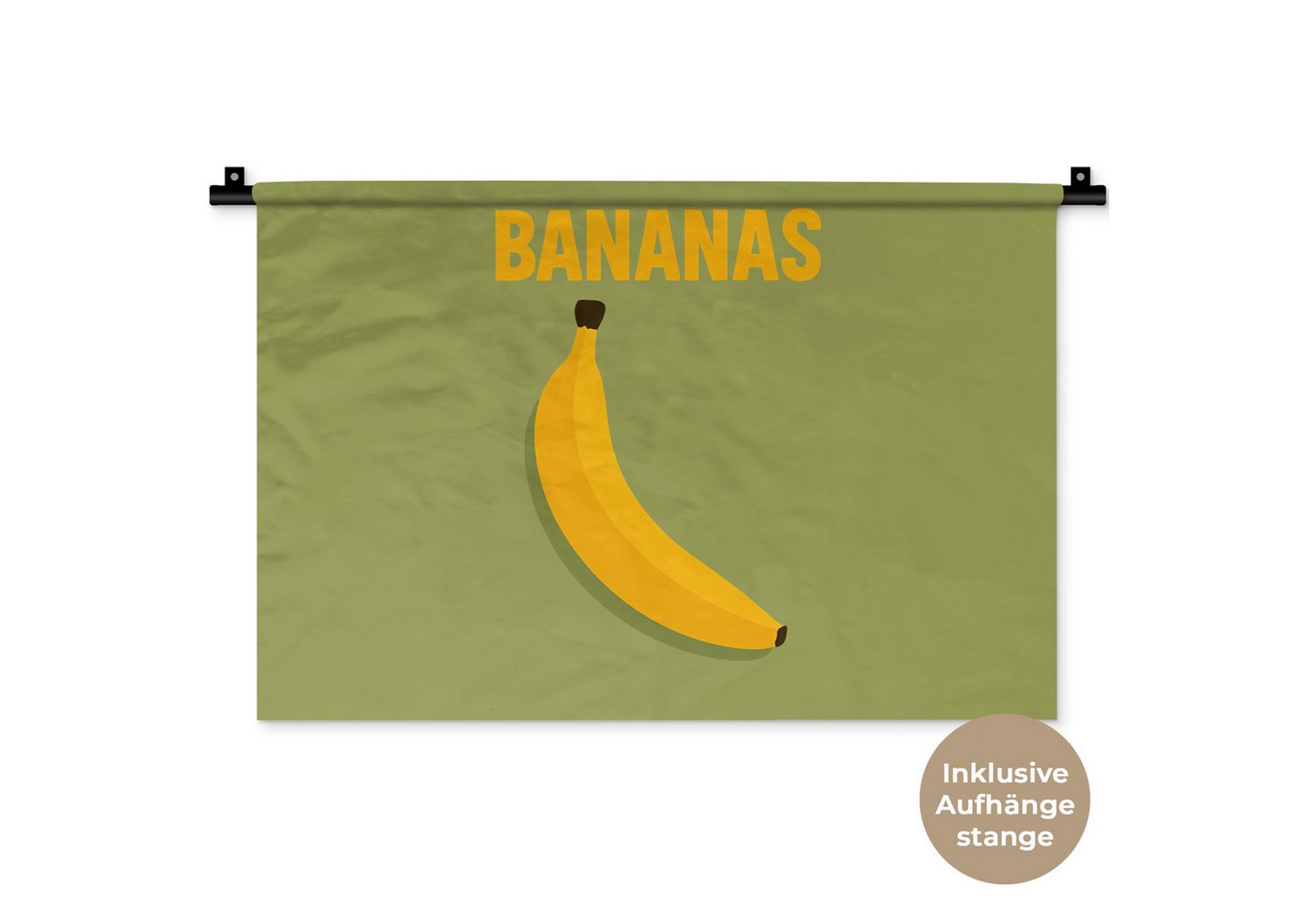 MuchoWow Wandteppich Banane - Minimalistisch - Gelb, Rechteckig, Höhe: 3 mm, Wandteppich für Wohnzimmer, Schlafzimmer, 60x40 cm von MuchoWow