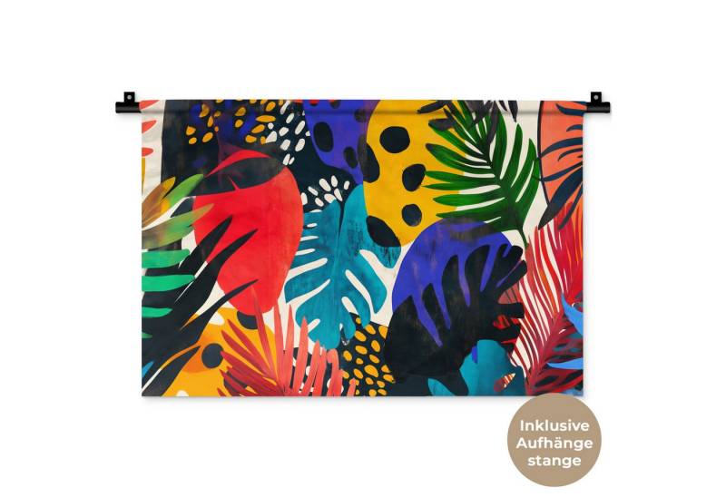MuchoWow Wandteppich Blätter - Formen - Abstrakt - Farbenfroh, Rechteckig, Höhe: 3 mm, Wandteppich für Wohnzimmer, Schlafzimmer, 60x40 cm von MuchoWow