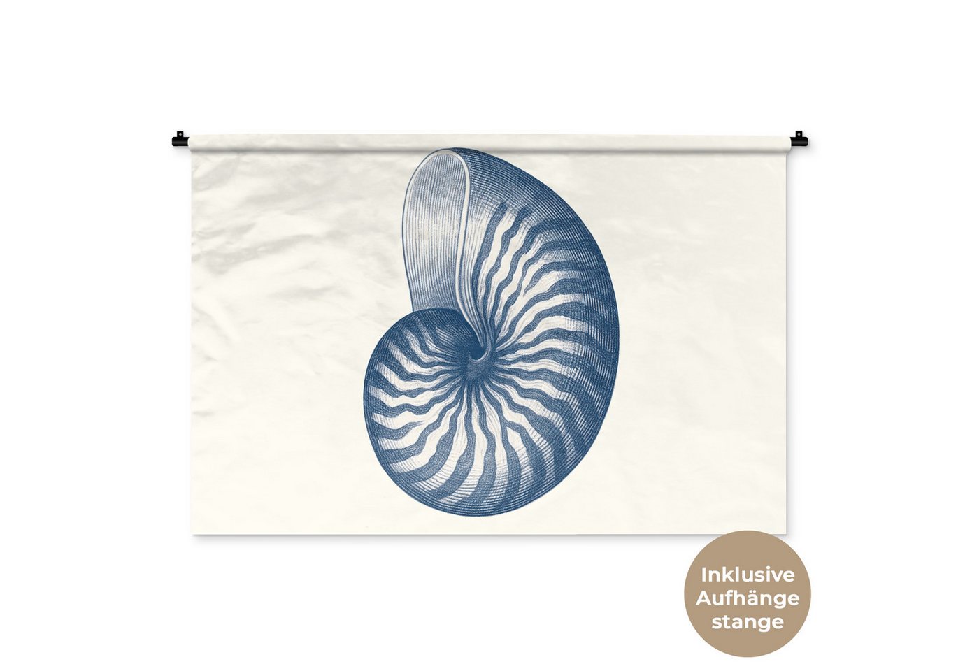 MuchoWow Wandteppich Blau - Muschel - Spirale von MuchoWow