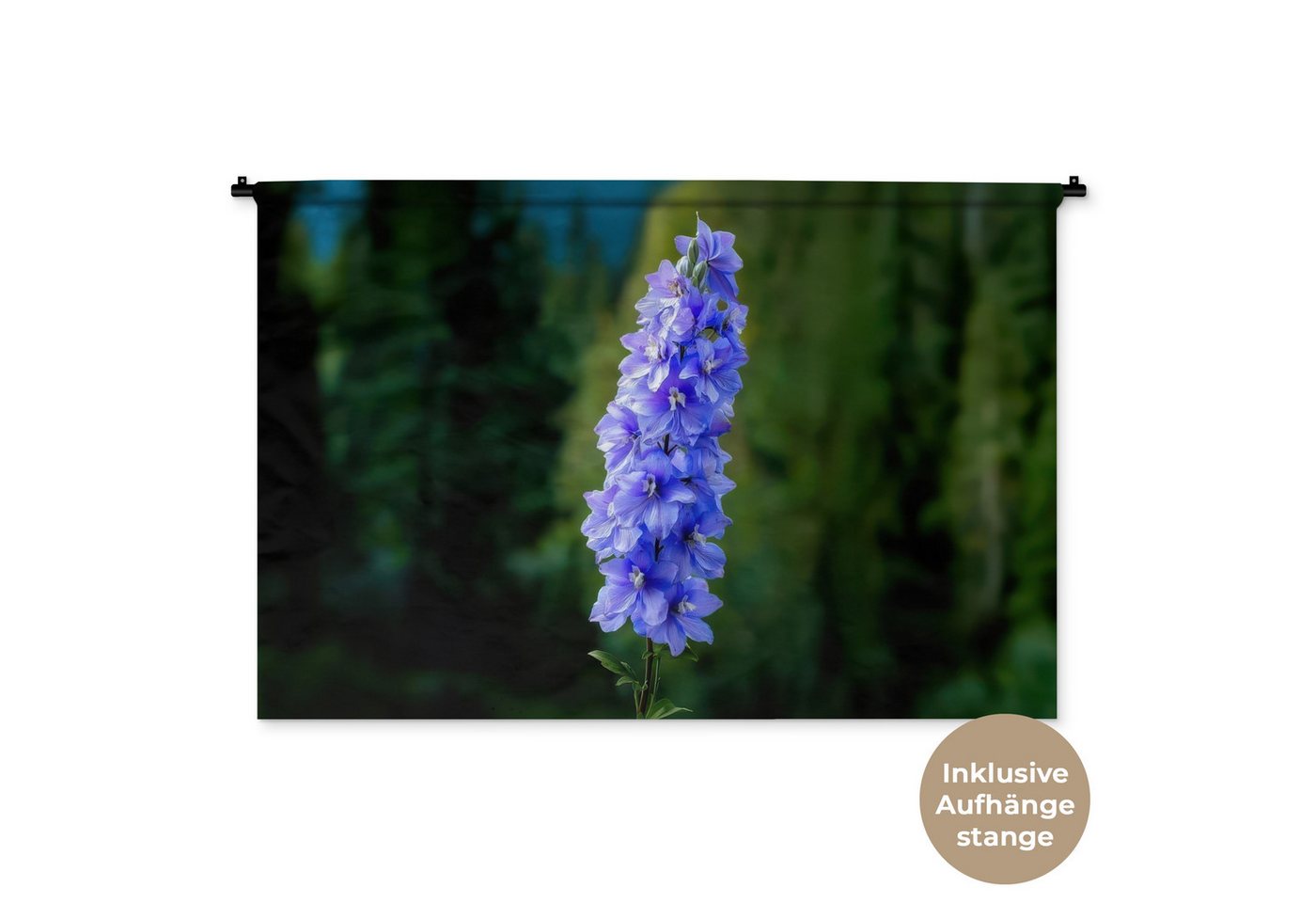 MuchoWow Wandteppich Blumen - Blau - Tannenbaum von MuchoWow