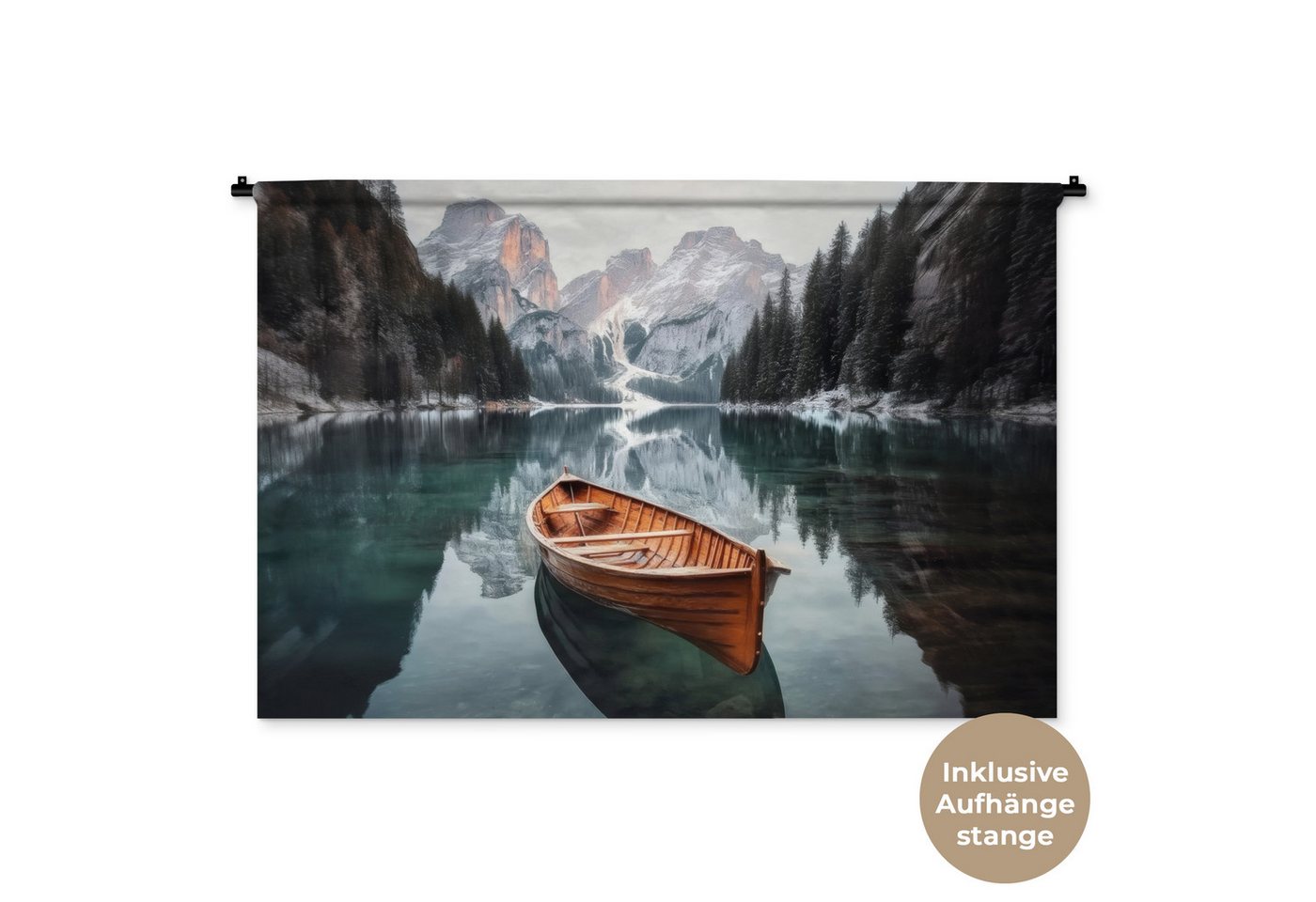 MuchoWow Wandteppich Boot - Berge - Natur - Wasser von MuchoWow