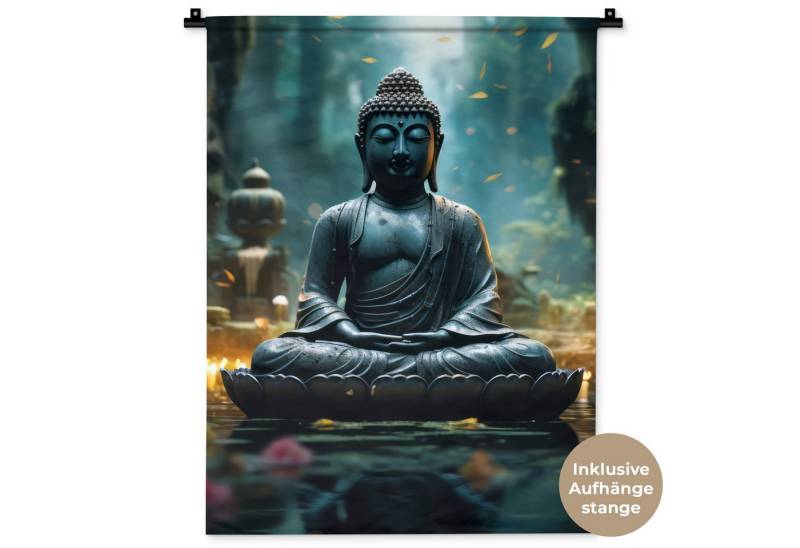 MuchoWow Wandteppich Buddha - Statue - Buddha - Zen - Kunst - Buddha, Rechteckig, Höhe: 3 mm, Wandtuch für Wohnzimmer, Schlafzimmer, 60x80 cm von MuchoWow
