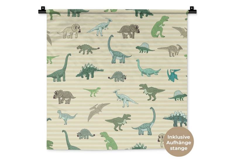 MuchoWow Wandteppich Dinosaurier - Braun - Grün - Jungen - Mädchen - Kinder, Quadratisch, Höhe: 3 mm, Wand Teppich, Deko für an den Wand, 60x60 cm MuchoWow Wandteppich Dinosaurier - Braun - Grün - Jungen - Mädchen - Kinder, Quadratisch, Höhe: 3 mm, Wand Teppich, Deko für an den Wand, 60x60 cm von MuchoWow