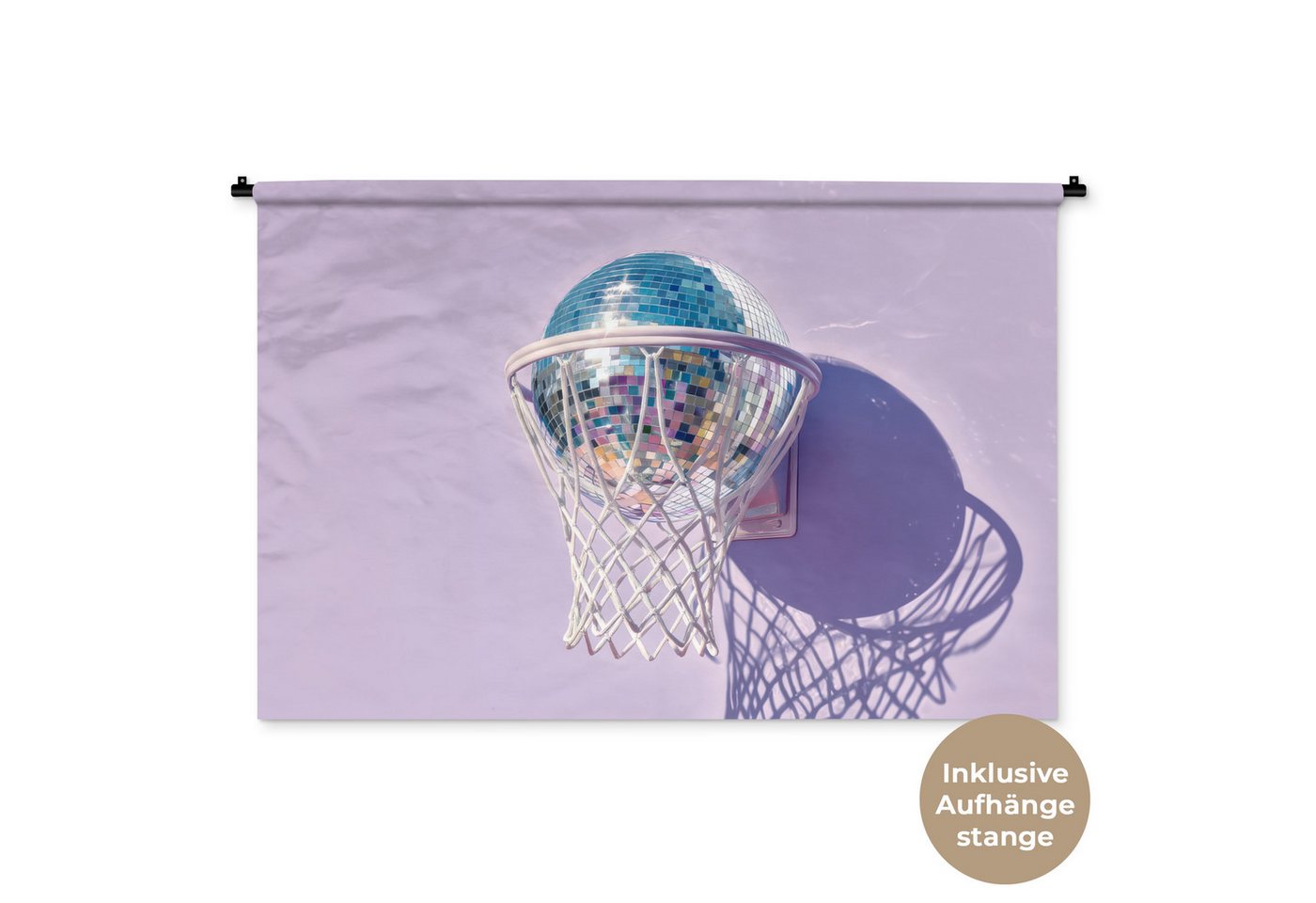 MuchoWow Wandteppich Discoball - Basketballring - Grafik von MuchoWow