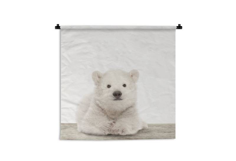 MuchoWow Wandteppich Eisbär - Tiere - Kinder - Weiß - Jungen - Mädchen, Quadratisch, Höhe: 3 mm, Wand Teppich, Deko für an den Wand, 60x60 cm von MuchoWow