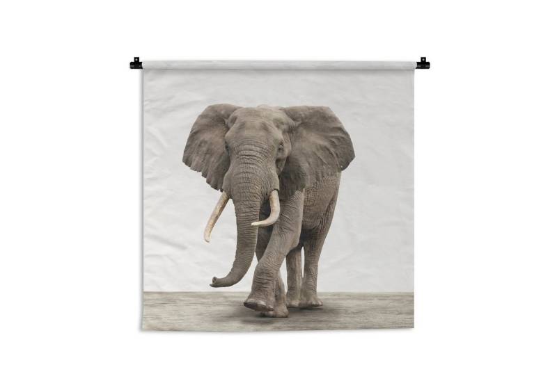 MuchoWow Wandteppich Elefant - Kinder - Tiere - Mädchen, Quadratisch, Höhe: 3 mm, Wand Teppich, Deko für an den Wand, 60x60 cm von MuchoWow