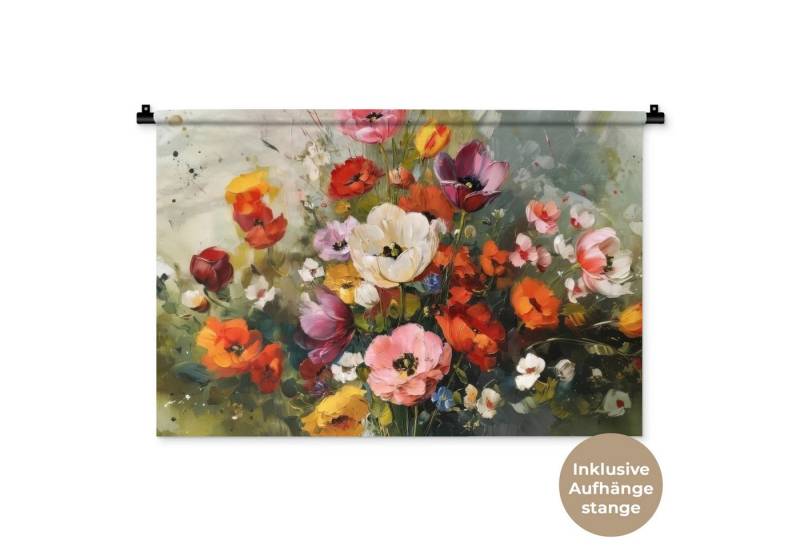 MuchoWow Wandteppich Fröhliches Bouquet - Dynamisch - Subtile Farbtupfer von MuchoWow