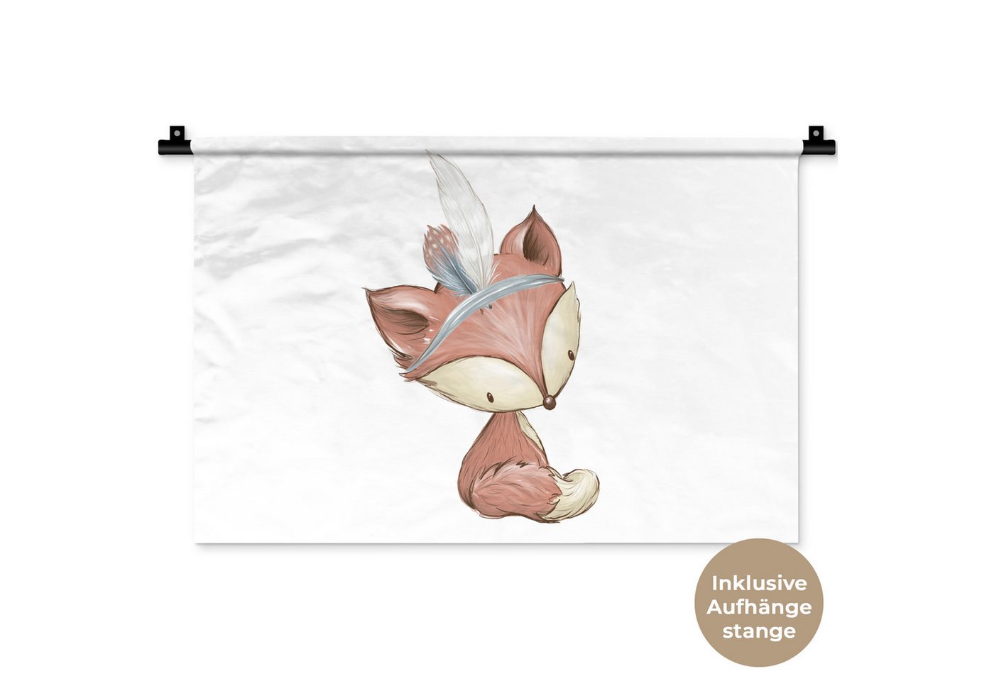 MuchoWow Wandteppich Fuchs - Tier - Waldtiere, Rechteckig, Höhe: 3 mm, Wandteppich für Wohnzimmer, Schlafzimmer, 60x40 cm von MuchoWow