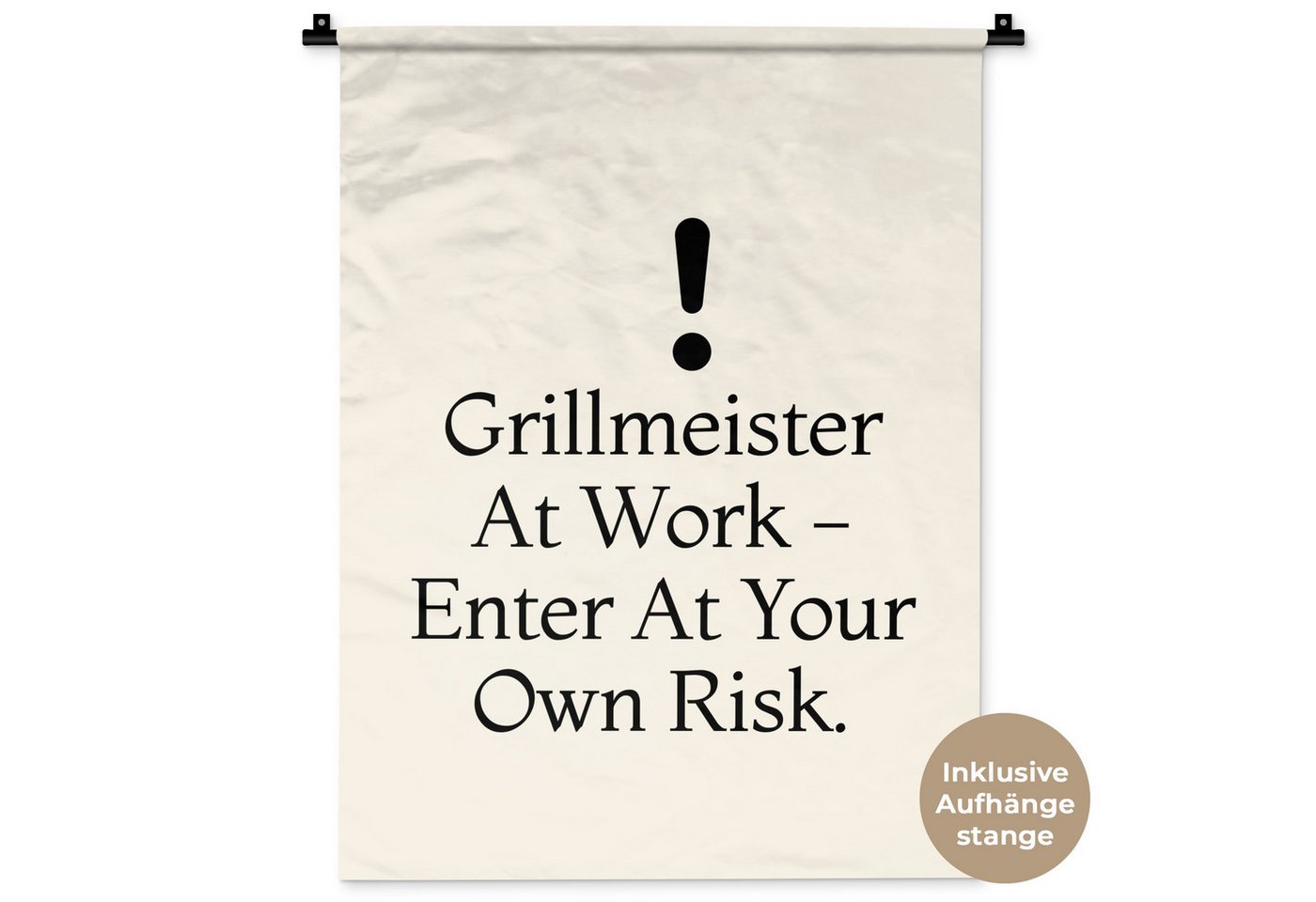 MuchoWow Wandteppich Grill - Ausrufezeichen - Schwarz - Text, Rechteckig, Höhe: 3 mm, Wandtuch für Wohnzimmer, Schlafzimmer, 60x80 cm von MuchoWow