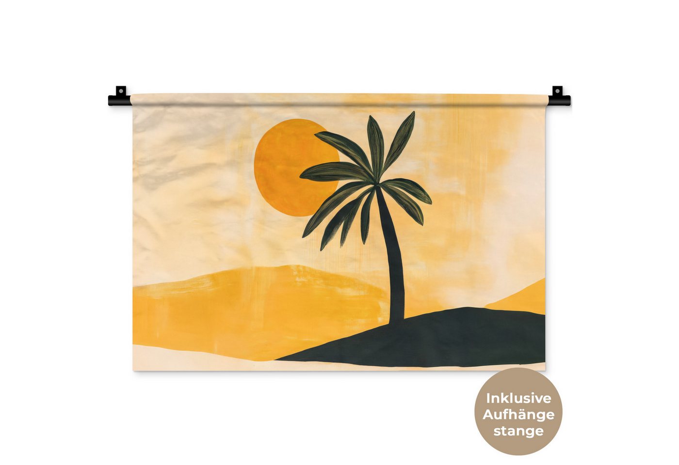 MuchoWow Wandteppich Illustration - Palme - Sonne - Hügel, Rechteckig, Höhe: 400 mm, Wandteppich für Wohnzimmer, Schlafzimmer, cm60x40 MuchoWow Wandteppich Illustration - Palme - Sonne - Hügel, Rechteckig, Höhe: 400 mm, Wandteppich für Wohnzimmer, Schlafzimmer, cm60x40 von MuchoWow