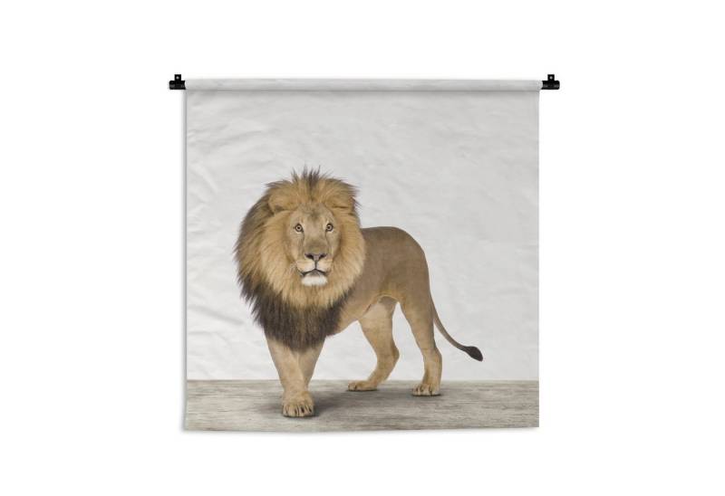 MuchoWow Wandteppich Jungen - Löwe - Tiere - Kinder - Mädchen, Quadratisch, Höhe: 3 mm, Wand Teppich, Deko für an den Wand, 60x60 cm von MuchoWow