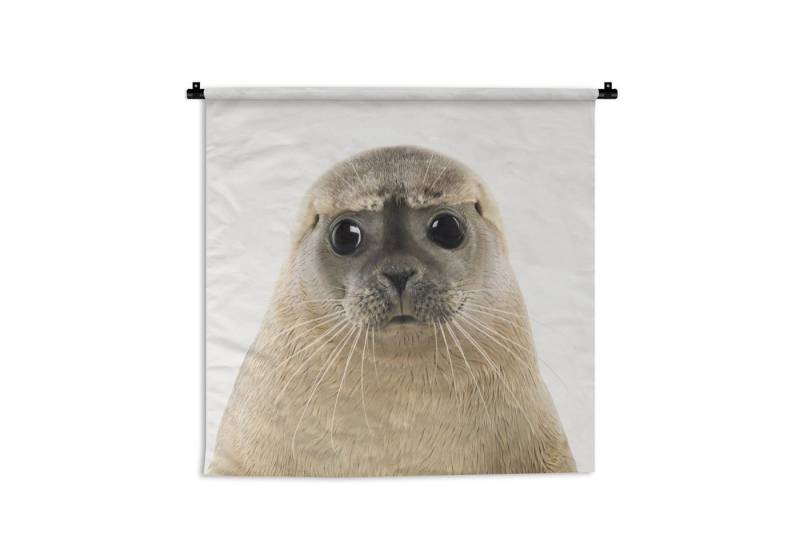MuchoWow Wandteppich Jungen - Robbe - Kinder - Mädchen - Tiere, Quadratisch, Höhe: 3 mm, Wand Teppich, Deko für an den Wand, 60x60 cm von MuchoWow