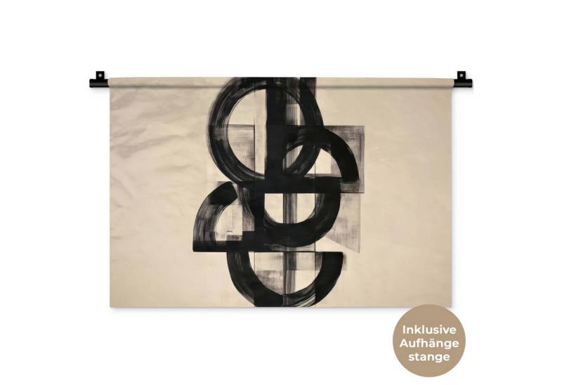 MuchoWow Wandteppich Kreise - Linien - Formen - Schwarz, Rechteckig, Höhe: 3 mm, Wandteppich für Wohnzimmer, Schlafzimmer, 60x40 cm MuchoWow Wandteppich Kreise - Linien - Formen - Schwarz, Rechteckig, Höhe: 3 mm, Wandteppich für Wohnzimmer, Schlafzimmer, 60x40 cm von MuchoWow