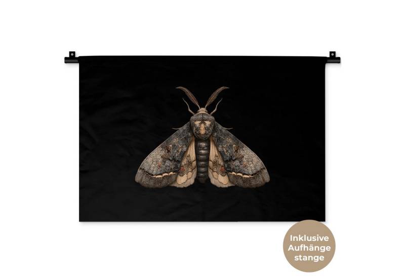 MuchoWow Wandteppich Motte - Blättrig - Grau, Rechteckig, Höhe: 3 mm, Wandteppich für Wohnzimmer, Schlafzimmer, 60x40 cm von MuchoWow