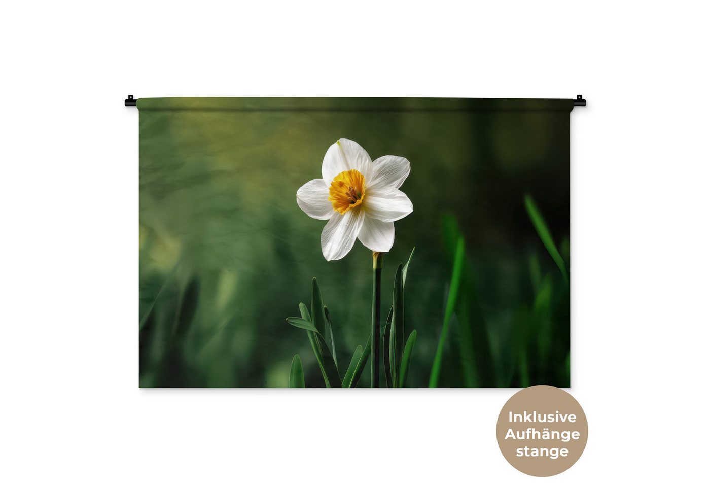 MuchoWow Wandteppich Narzisse - Blume - Weiß - Grashalme von MuchoWow