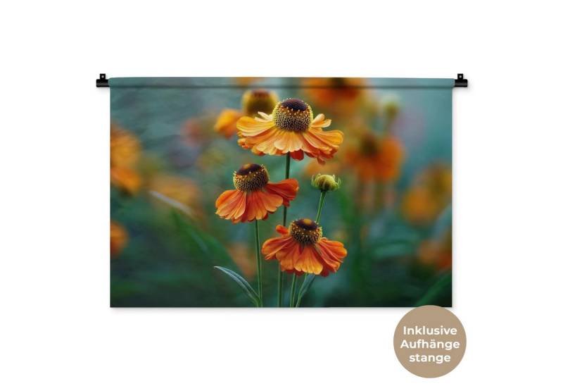 MuchoWow Wandteppich Orangefarbene Blumen - Lebendig - Unscharfer Hintergrund von MuchoWow