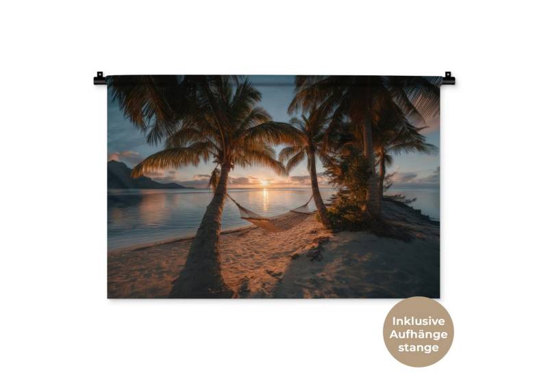 MuchoWow Wandteppich Palmen - Hängematte - Strand - Sonnenuntergang von MuchoWow