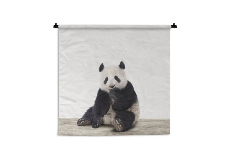 MuchoWow Wandteppich Panda - Tiere - Jungen - Mädchen - Pandabär, Quadratisch, Höhe: 3 mm, Wand Teppich, Deko für an den Wand, 60x60 cm von MuchoWow